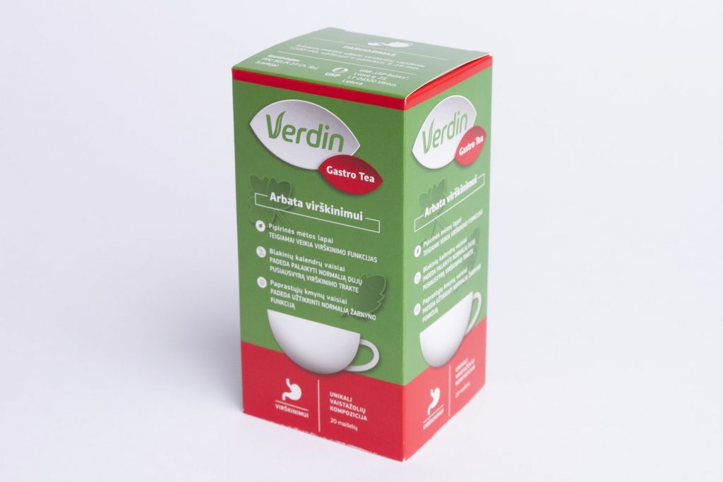 Vilpak ne maisto produktų pakuotė Verdin arbatai Gastro Tea