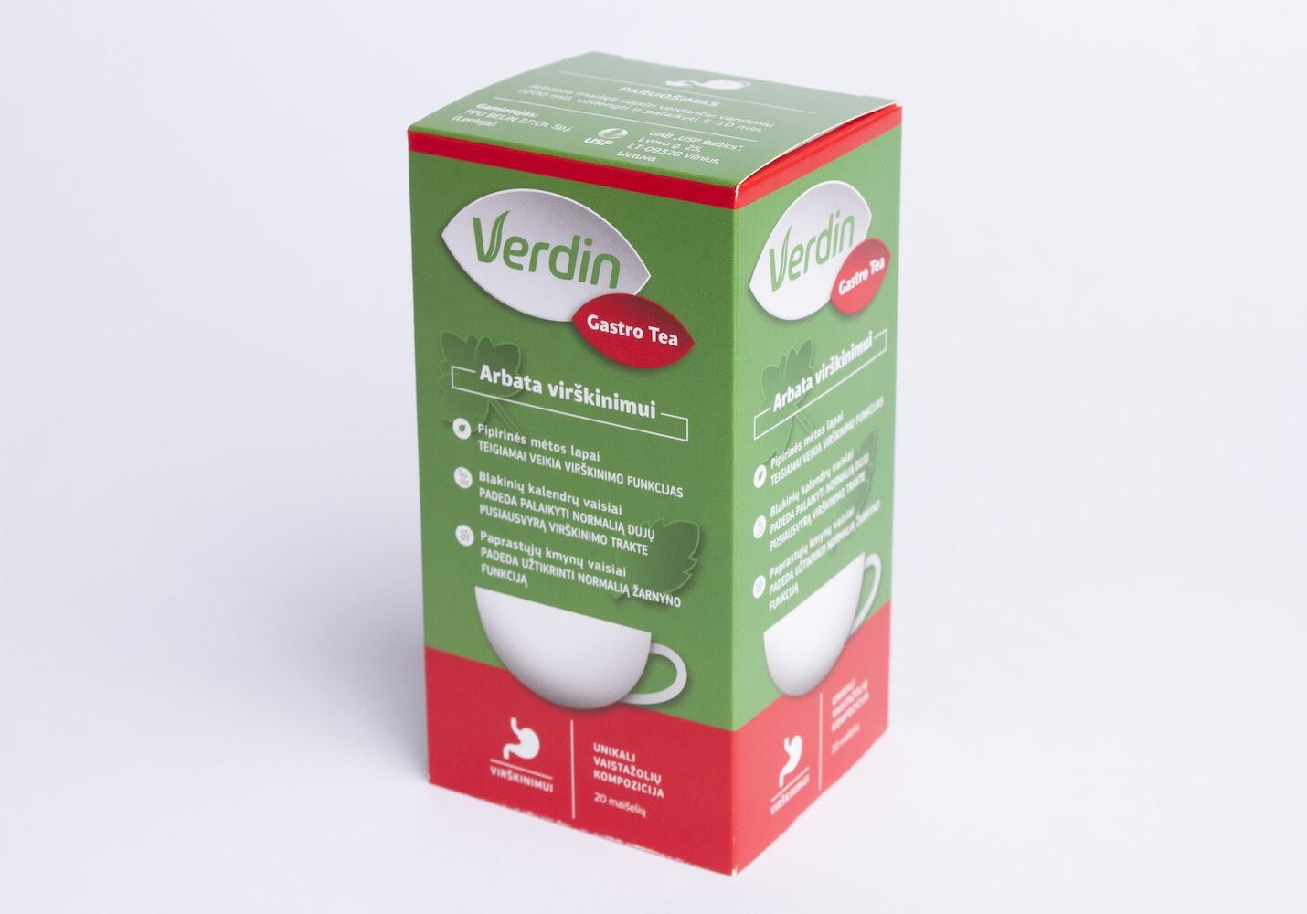 Vilpak ne maisto produktų pakuotė Verdin arbatai Gastro Tea